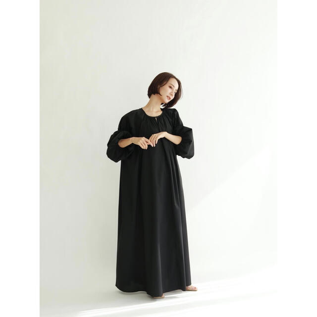 louren   balloon sleeve gather dress