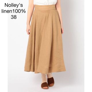 ノーリーズ(NOLLEY'S)の215ノーリーズ ウエストゴム♪リネン100%フレアロングスカートブラウン38M(ロングスカート)