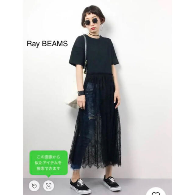 Ray BEAMS(レイビームス)のRay BEAMS レイビームス　レースシアー切り替えTシャツワンピース レディースのワンピース(ロングワンピース/マキシワンピース)の商品写真