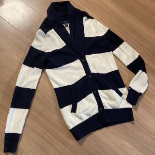 トミーヒルフィガー(TOMMY HILFIGER)のTOMMY HILFIGER ネイビー ボーダーカーディガン XS(カーディガン)