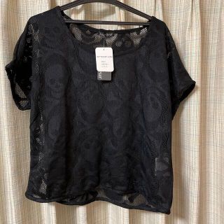 未使用黒トップス(Tシャツ(半袖/袖なし))