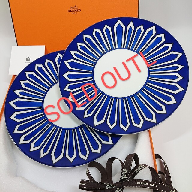 新しい到着 Hermes 2枚セット!廃盤 × (26.5cm) プレート皿 ブルー
