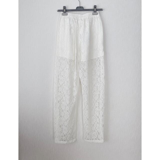 新品】MM6 MaisonMargiela ホワイト レース ワイドパンツ lp2m