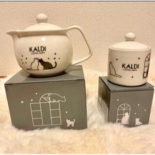 カルディ(KALDI)の【新品】KALDI ネコの日バッグ　ティーポッド&シュガーポッド(食器)