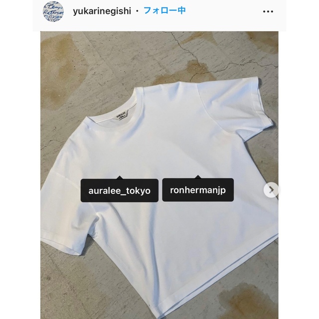 Ron Herman(ロンハーマン)の新品・未使用　AURALEE オーラリー ロンハーマン別注　ピンク　Tシャツ レディースのトップス(Tシャツ(半袖/袖なし))の商品写真