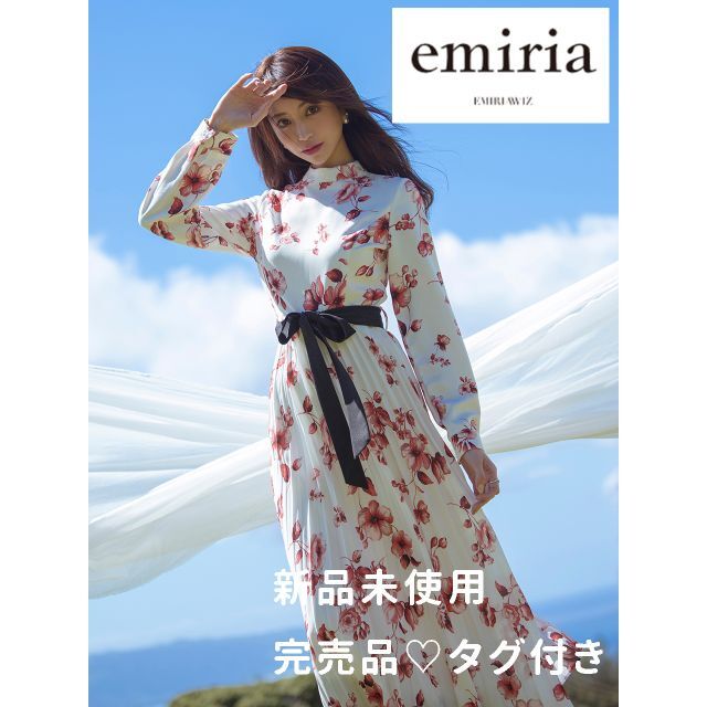 国際ブランド 完売品 EmiriaWiz 花柄サイドプリーツワンピース レッド
