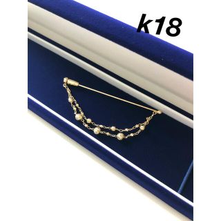 ジュエリーツツミ(JEWELRY TSUTSUMI)の未使用　k18 ブローチ　18金　ピンブローチ　ミラーボール　日本製(ブローチ/コサージュ)