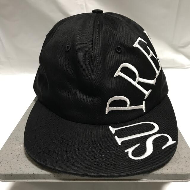 黒 USA製 SS18 cap シュプリーム サイドアーチロゴ6パネルキャップ