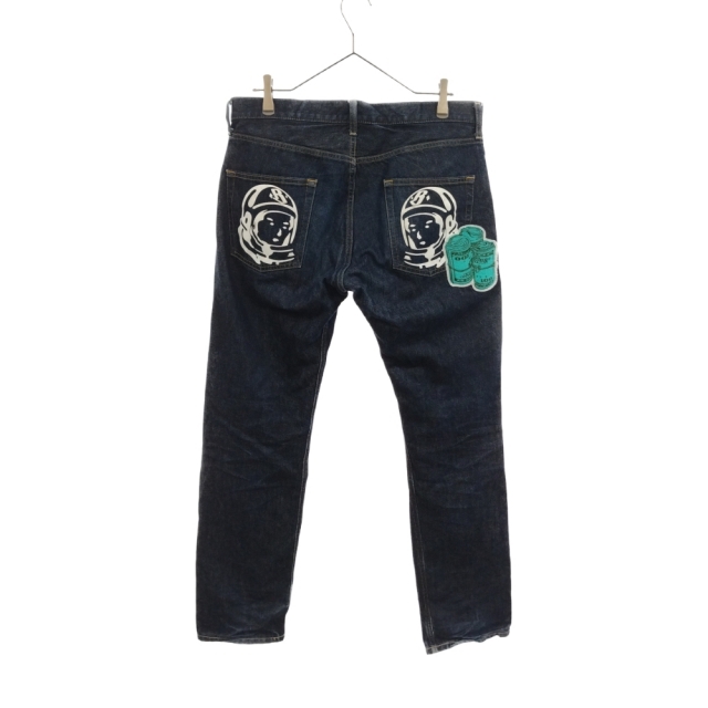 BBC(ビリオネアボーイズクラブ)のBILLIONAIRE BOYS CLUB ビリオネアボーイズクラブ 20SS DOLLAR CHENILL PATCH DENIM PANTS ワッペン付きロゴ刺繍ストレートデニムパンツ インディゴ BBCJP201D001 メンズのパンツ(デニム/ジーンズ)の商品写真