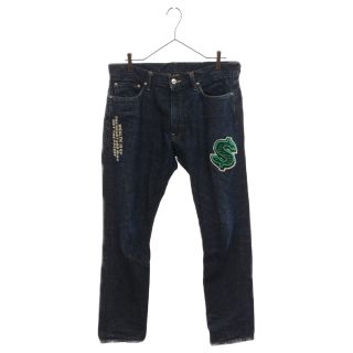 ビリオネアボーイズクラブ(BBC)のBILLIONAIRE BOYS CLUB ビリオネアボーイズクラブ 20SS DOLLAR CHENILL PATCH DENIM PANTS ワッペン付きロゴ刺繍ストレートデニムパンツ インディゴ BBCJP201D001(デニム/ジーンズ)