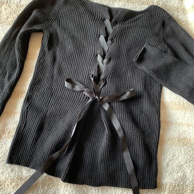 MIIA(ミーア)のMIIA バッグ編み上げリボンニット レディースのトップス(ニット/セーター)の商品写真