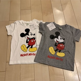 ミッキーマウス(ミッキーマウス)の⭐︎新品　ミッキー　Tシャツ　2枚セット  95 ホワイト　グレー(Tシャツ/カットソー)