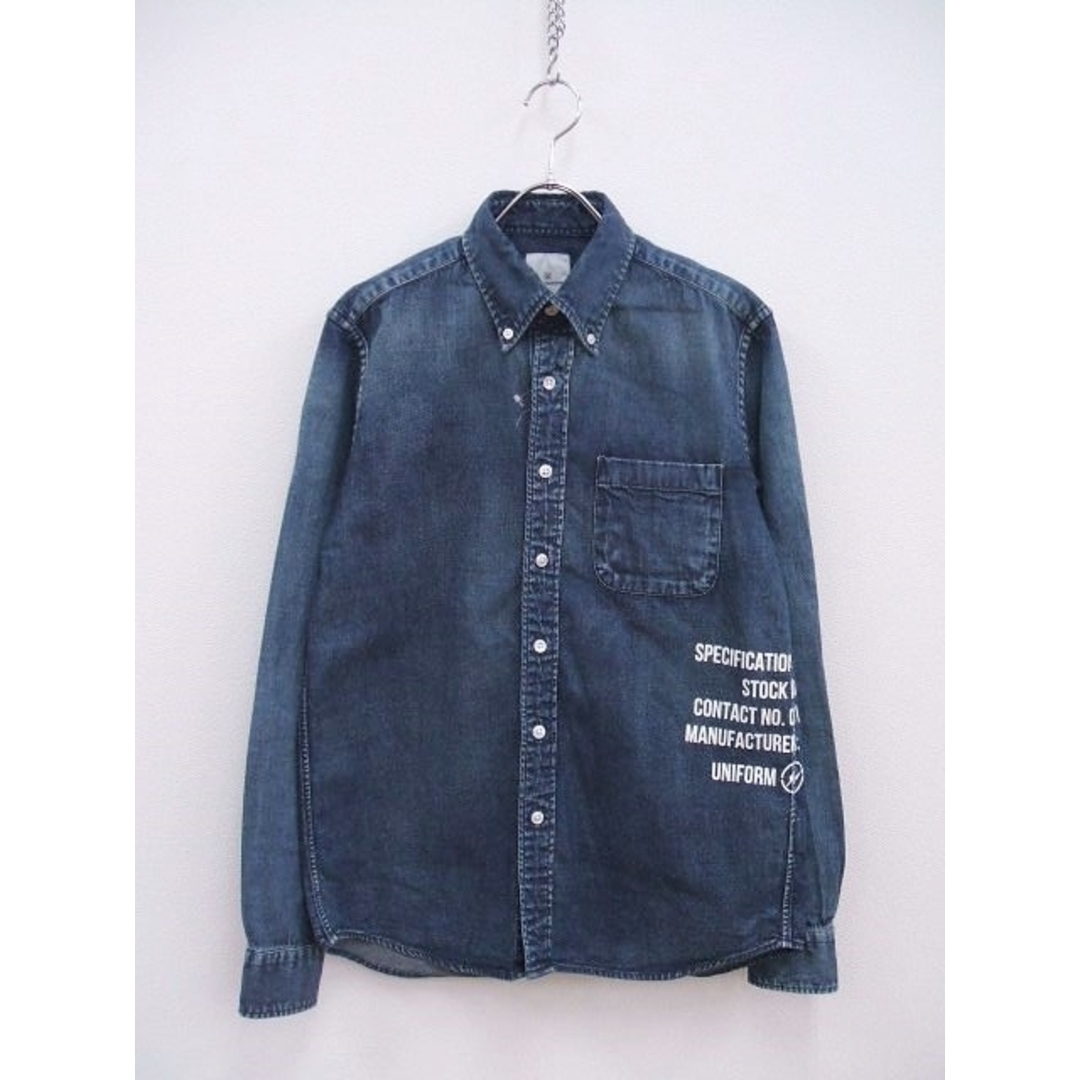 uniform experiment(ユニフォームエクスペリメント)のuniform experiment DAMAGED DENIM B.D SHIRT 長袖シャツ ブルー メンズ ユニフォームエクスペリメント【中古】2-0407M♪ メンズのトップス(シャツ)の商品写真