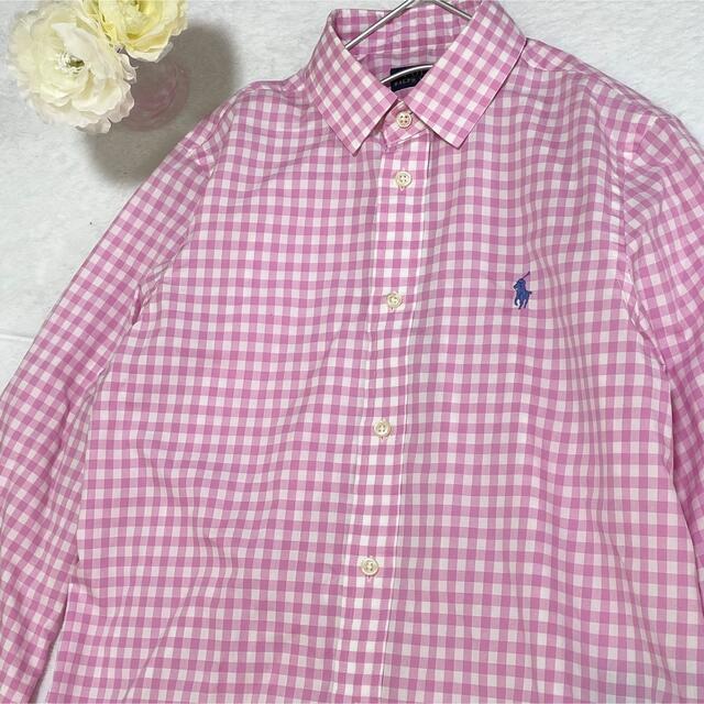 POLO RALPH LAUREN(ポロラルフローレン)のポロ　ラルフローレン　ブラウス　S   【極美品】　ギンガムチェック　ピンク レディースのトップス(シャツ/ブラウス(長袖/七分))の商品写真