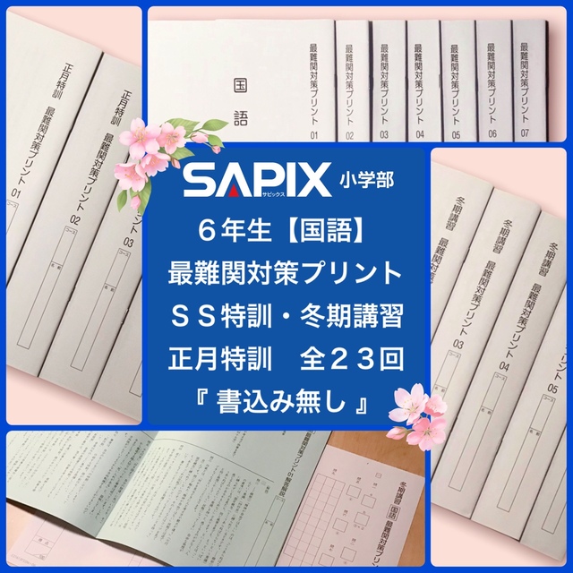 サピックス 国語【最難関対策プリント】SS 特訓、冬期、正月特訓　全23回