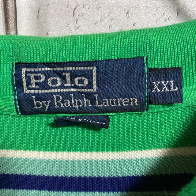 POLO RALPH LAUREN(ポロラルフローレン)の90s 古着 ポロ ラルフローレン 刺繍ロゴ ボーダー ビッグシルエット メンズのトップス(ポロシャツ)の商品写真