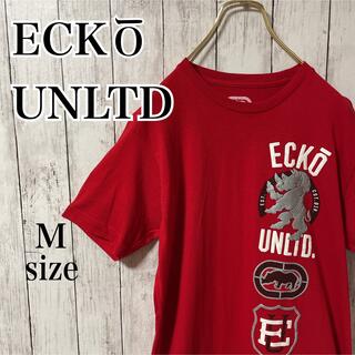エコーアンリミテッド(ECKO UNLTD)のエコー アンリミテッド ビッグプリント Tシャツ Mサイズ レッド 古着(Tシャツ/カットソー(半袖/袖なし))