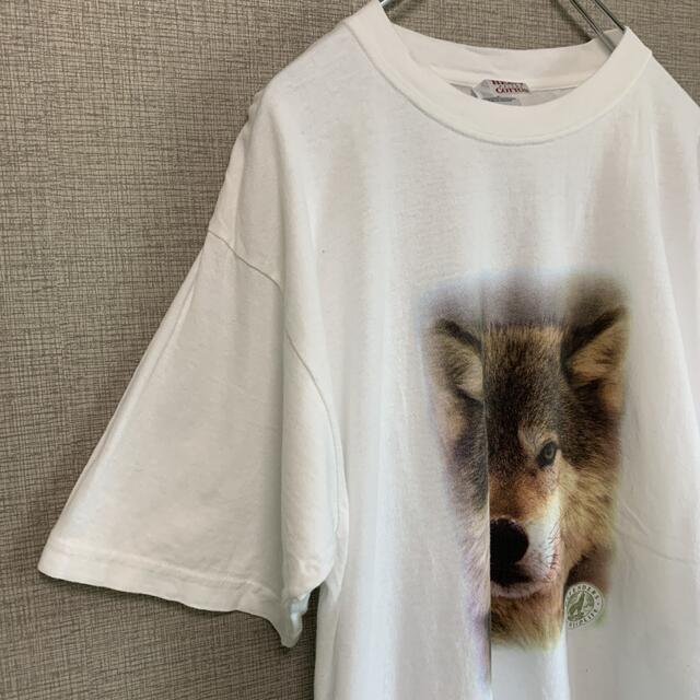 90s アメリカ古着　ビンテージ　オオカミ　狼　アニマル　動物　tee used メンズのトップス(Tシャツ/カットソー(半袖/袖なし))の商品写真