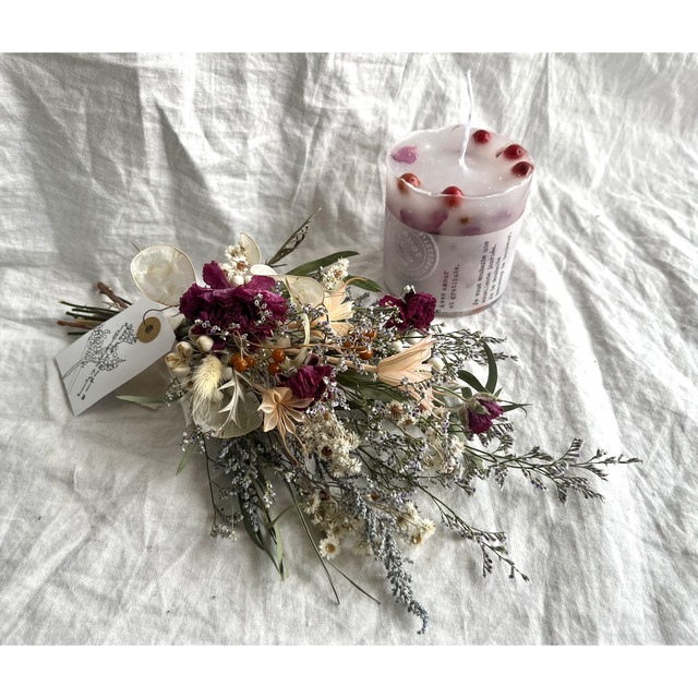 dry flower candle &mini  swagno.324 ハンドメイドのフラワー/ガーデン(ドライフラワー)の商品写真