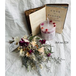 dry flower candle &mini  swagno.324(ドライフラワー)