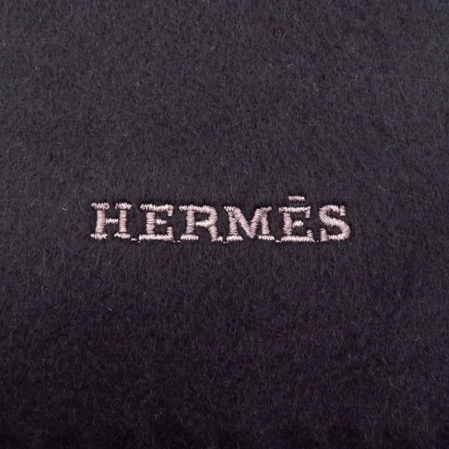 Hermes - エルメス マフラー ダブルフェイス ロゴ ストール ブラック 