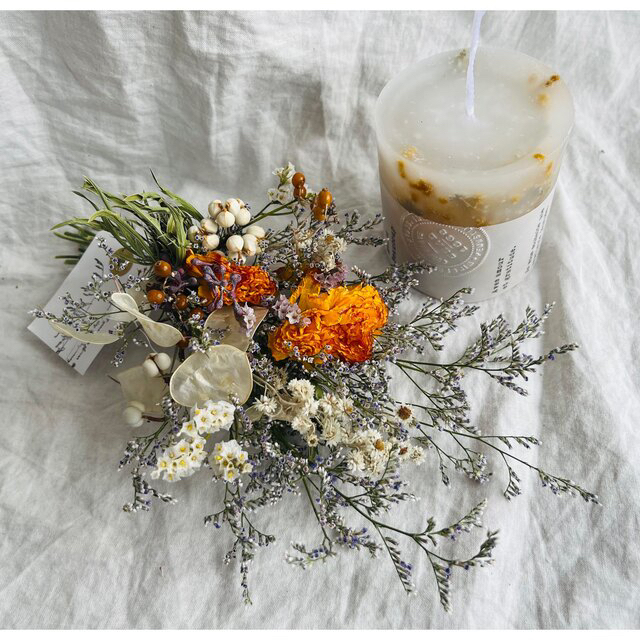 dry flower candle &mini  swagno.326 ハンドメイドのフラワー/ガーデン(ドライフラワー)の商品写真