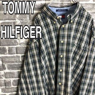 トミーヒルフィガー(TOMMY HILFIGER)のトミーヒルフィガー☆チェックシャツ 90s 旧タグ 古着ゆるだぼ刺繍ロゴ w82(シャツ)