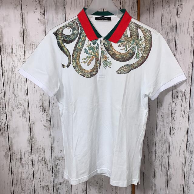 LEIBIIDEER ポロシャツ　白　蛇柄　スネーク　プリント　奇抜 メンズのトップス(ポロシャツ)の商品写真