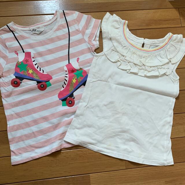 H&M(エイチアンドエム)のTシャツ　2枚　120 キッズ/ベビー/マタニティのキッズ服女の子用(90cm~)(Tシャツ/カットソー)の商品写真