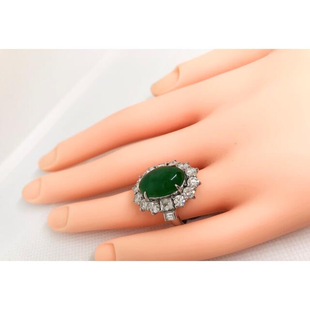 キラキラshop 大粒翡翠　7.9ct 豪華　ダイヤ　3ct プラチナ　リング レディースのアクセサリー(リング(指輪))の商品写真