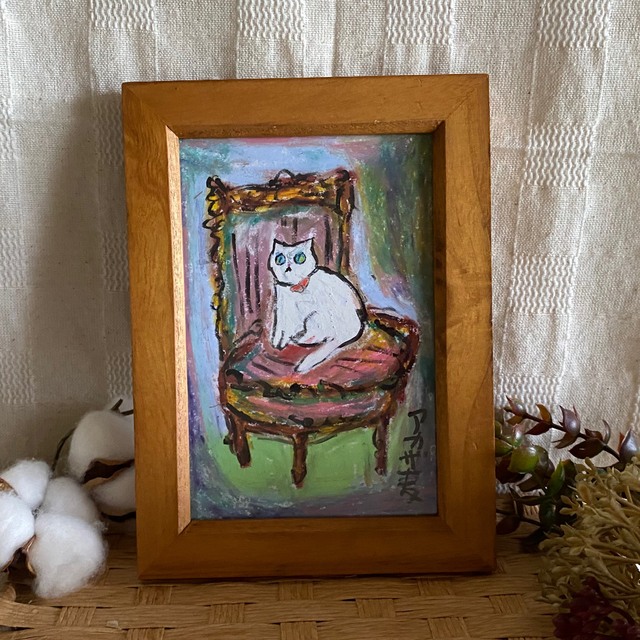 夜空 絵画。壁掛け絵原画手描き【欧式花園の猫たちはこっそりデートし