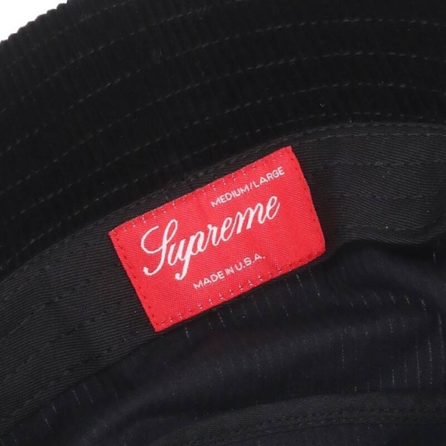 Supreme(シュプリーム)のシュプリーム コンパクトロゴコーデュロイクラッシャーバケットハット M/L ハンドメイドのファッション小物(帽子)の商品写真