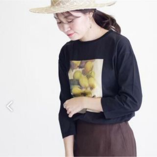 シップスフォーウィメン(SHIPS for women)のSHIPS for women エンブロイダリー 7/S TEE  ◆ブラック(カットソー(長袖/七分))