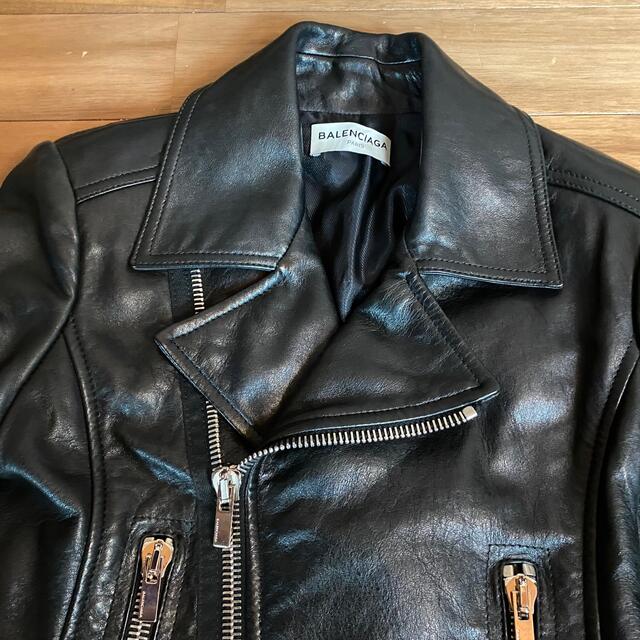 美品】バレンシアガ レザーダブルライダース バイカージャケット 36
