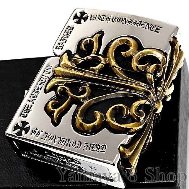 新品◇ZIPPO◇重厚メタルジャケット◇５面ビッククロスメタル◇シルバー◇ジッポ