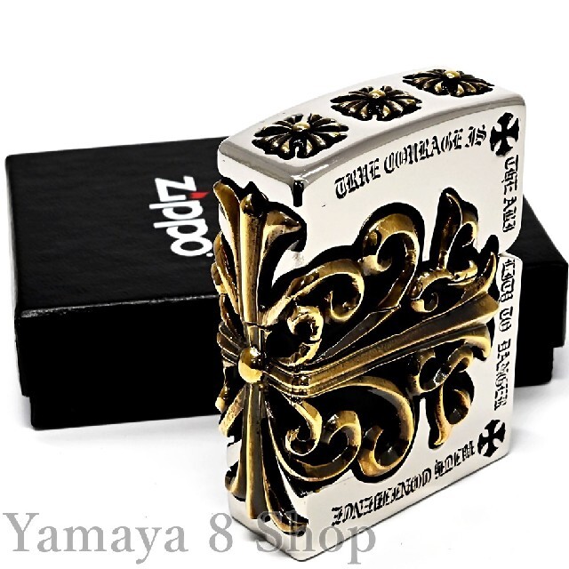 新品◇ZIPPO◇重厚メタルジャケット◇５面ビッククロスメタル◇シルバー◇ジッポ