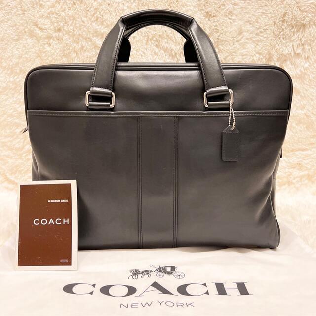 COACH(コーチ)の良品♥コーチ ビジネスバッグ ブリーフケース A4収納可 内側総柄 レザー 黒 メンズのバッグ(ビジネスバッグ)の商品写真