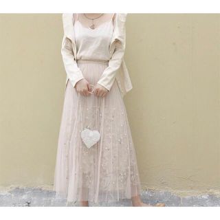 メリージェニー(merry jenny)のaurora beads  heart pochette(white)(ショルダーバッグ)