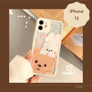 アイフォーン(iPhone)のiPhone12 ケース　くま　うさぎ　可愛い　韓国　おしゃれ　クリア(iPhoneケース)