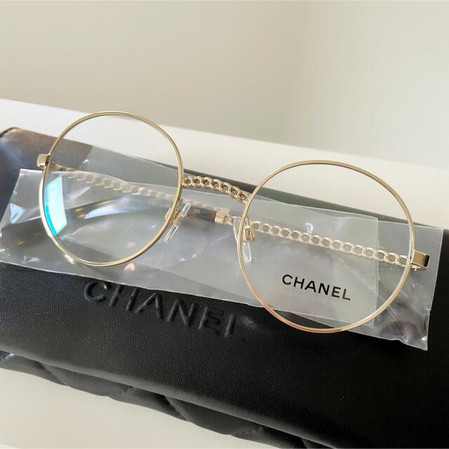 CHANEL 眼鏡 メガネフレーム チェーン付き ゴールド 47mm シャネル