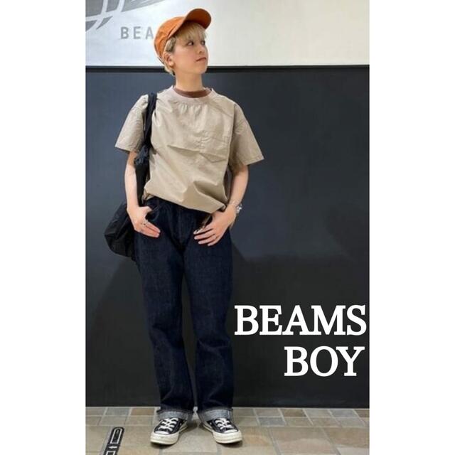 BEAMS BOY(ビームスボーイ)のbeams boy タイプライター　リブ　プルオーバー　ショートスリーブ　シャツ レディースのトップス(Tシャツ(半袖/袖なし))の商品写真