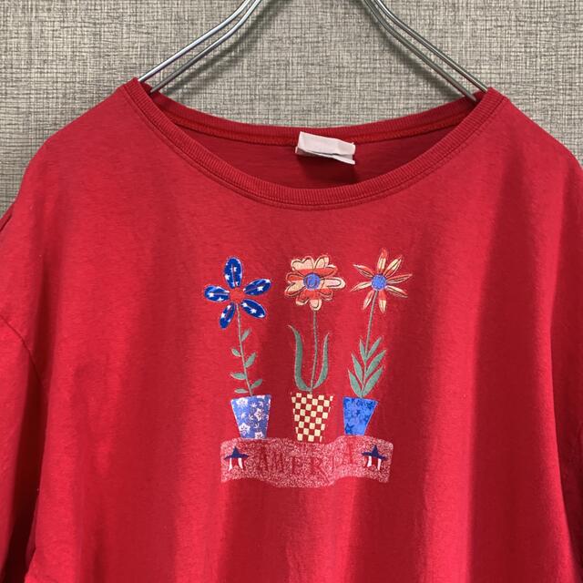 90s アメリカ古着　ビンテージ　used tee 花　フラワー　花柄　アート レディースのトップス(Tシャツ(半袖/袖なし))の商品写真