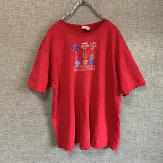 90s アメリカ古着　ビンテージ　used tee 花　フラワー　花柄　アート(Tシャツ(半袖/袖なし))