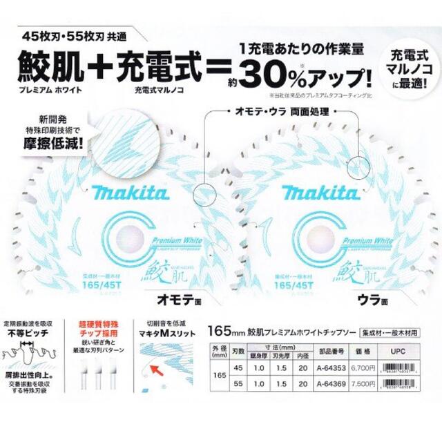 Makita(マキタ)のマキタ makita 鮫肌 チップソー 165×45P 4枚セット A64353 その他のその他(その他)の商品写真