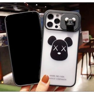 iPhone13Proケースベアーデザインブラックくま韓国オルチャンレンズ保護(iPhoneケース)