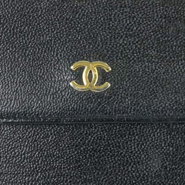 CHANEL(シャネル)のシャネル 財布 二つ折り レザー ココマーク 黒 レディースのファッション小物(財布)の商品写真