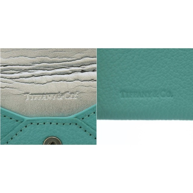 Tiffany & Co.(ティファニー)のティファニー カードケース 名刺入れ 二つ折り レザー 緑 ティファニーブルー レディースのファッション小物(名刺入れ/定期入れ)の商品写真