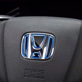 HONDA車用ステアリング ハンドル エンブレムカスタムステッカー青ブルー(車内アクセサリ)