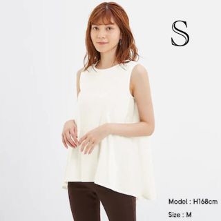 ジーユー(GU)のGU/ジーユー フハクコンビネーションフレアT ノースリーブ オフホワイト S(Tシャツ(半袖/袖なし))