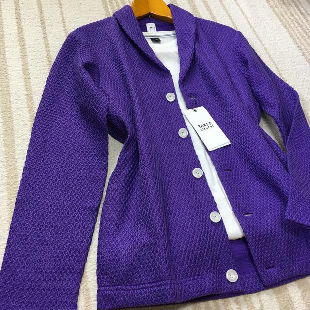 新品★メンズ高級ショールカラーカーディガン紫色トップス春服夏服サマーニット紳士服